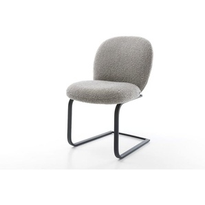 Freischwinger Nube-Flex Bouclé Silbergrau Freischwinger flach Schwarz Taschenfederkern, Esszimmerstühle
