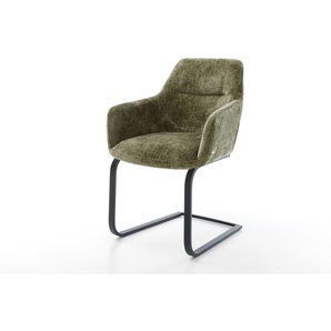Freischwinger Pejo-Flex Chenille Olive Freischwinger flach Schwarz Taschenfederkern, Esszimmerstühle