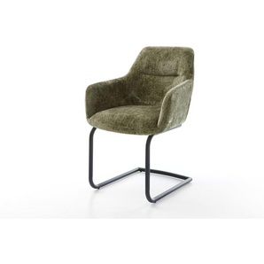 Freischwinger Pejo-Flex Chenille Olive Freischwinger rund Schwarz Taschenfederkern, Esszimmerstühle