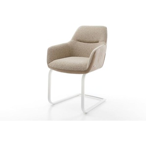 Freischwinger Pejo-Flex Materialmix Schlamm Freischwinger flach Weiß Taschenfederkern, Esszimmerstühle