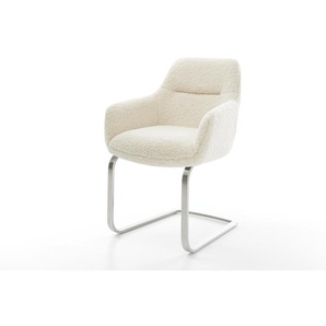 Freischwinger Pejo-Flex Teddystoff Beige Freischwinger flach Edelstahl Taschenfederkern, Esszimmerstühle