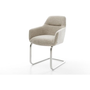 Freischwinger Pejo-Flex Webstoff Soft Beige Freischwinger flach Edelstahl Taschenfederkern, Esszimmerstühle