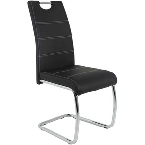 Freischwinger Set in Schwarz Kunstleder Metall (Set)