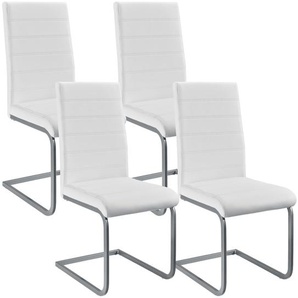 Freischwinger Stuhl Vegas 4er Set aus Kunstleder in weiß