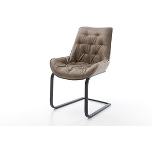 Freischwinger Taimi-Flex Mikrofaser Taupe Vintage Freischwinger flach Schwarz, Esszimmerstühle