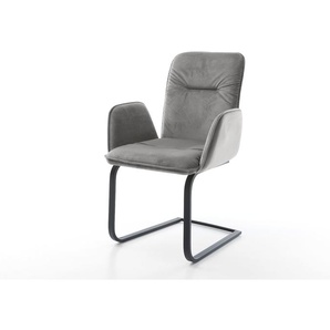 Freischwinger Vinja-Flex Samt Grau Freischwinger flach Schwarz, Esszimmerstühle