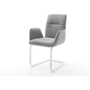 Freischwinger Vinja-Flex Strukturstoff Soft Grau Freischwinger flach Weiß, Esszimmerstühle