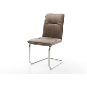 Freischwinger Vinjo-Flex Mikrofaser Taupe Vintage Freischwinger flach Edelstahl, Esszimmerstühle