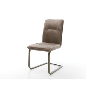 Freischwinger Vinjo-Flex Mikrofaser Taupe Vintage Freischwinger flach Effektfinish Titan, Esszimmerstühle