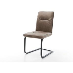 Freischwinger Vinjo-Flex Mikrofaser Taupe Vintage Freischwinger flach Schwarz, Esszimmerstühle