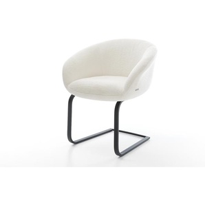 Freischwinger Vinka-Flex mit Armlehnen Bouclé Soft Beige Freischwinger flach Schwarz Taschenfederkern, Esszimmerstühle