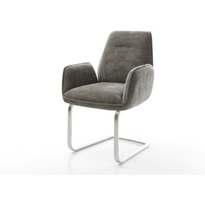 Freischwinger Zoa-Flex Bouclé Soft Schlamm Freischwinger flach Edelstahl Taschenfederkern, Esszimmerstühle