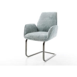 Freischwinger Zoa-Flex Chenille Pastellblau Freischwinger flach Graphit Taschenfederkern, Esszimmerstühle