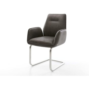 Freischwinger Zoa-Flex Mikrofaser Anthrazit Vintage Freischwinger flach Edelstahl Taschenfederkern, Esszimmerstühle