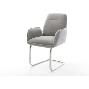 Freischwinger Zoa-Flex Strukturstoff Soft Grau Freischwinger flach Edelstahl Taschenfederkern, Esszimmerstühle