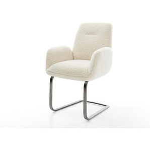 Freischwinger Zoa-Flex Teddystoff Beige Freischwinger flach Graphit Taschenfederkern, Esszimmerstühle