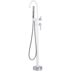 Duscharmatur Armatur Freistehend Mischer Wasserhahn Dusche Set Brause Weiß-Silber Edelstahl Messing Kunststoff Modern
