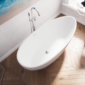 Freistehende Badewanne Iconic 170 Solid Stone Weiß matt