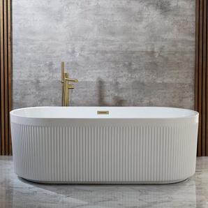 Freistehende Badewanne - mit Wannenrand & zwei Rückenschrägen - 1700mm x 800mm – Florence von Hudson Reed