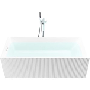 Freistehende Badewanne Weiß 1690 x 800 cm Geriffelte Oberfläche Rechteckig für Badezimmer