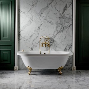 Freistehende Vorwand-Badewanne mit Mittelablauf, 1685mm x 780mm | inkl. Füßen in satiniertem Gold – Richmond