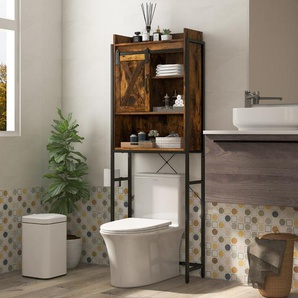 Freistehender Toilettenschrank Badezimmerregal mit verstellbaren Regalen Kaffee