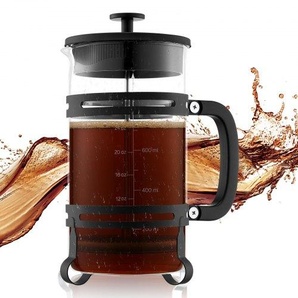 French Press Kaffeemaschine, 1 L Kaffeepresse aus Borosilikatglas Teebereiter mit Edelstahlfilter, Kaffeebereiter für Camping Reisen Küche Restaurant, Kaffeezubereiter Schwarz BLKFYHBLHS1LJILTH001V0
