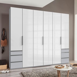 Kleiderschrank FRESH TO GO Level Schränke Gr. B/H/T: 300 cm x 236 cm x 58 cm, 6 St., weiß (light grey, weißglas) Drehtürenschrank Kleiderschrank Drehtürenschränke Schränke mit vollflächigen Glastüren