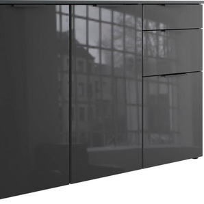 Wimex Kombikommode Level36 black C by fresh to go, mit Glaselementen auf der Front, soft-close Funktion, 122cm breit