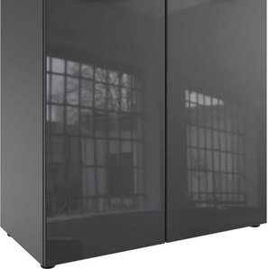 Wimex Kommode Level36 black C by fresh to go, mit Glaselementen auf der Front, soft-close Funktion, 81cm breit