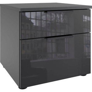 Fresh To Go Nachtkommode Level36 black C, Nachttisch mit Glaselementen auf der Front, soft-close Funktion