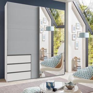 Schwebetürenschrank FRESH TO GO Level Schränke Gr. B/H/T: 200 cm x 236 cm x 65 cm, 2 St., weiß (weiß, light grey) Schranksysteme und Schrankserien jeweils mit einer Spiegeltür