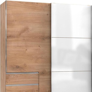 Schwebetürenschrank FRESH TO GO Level Schränke Gr. B/H/T: 200 cm x 236 cm x 65 cm, 2 St., braun (plankeneichefarben, weißglas) Schranksysteme und Schrankserien mit Glastür