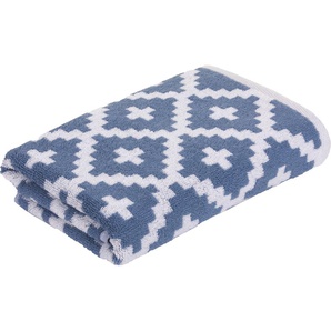 Duschtuch FREUNDIN HOME COLLECTION Freundin Rauten Graphics Handtücher Gr. B/L: 67 cm x 140 cm (1 St.), blau Badetücher Handtücher mit skandinavischem Design