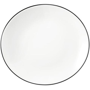 Frühstücksteller oval Black Line in weiß, 21 cm