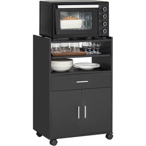 FSB09-SCH Küchenschrank Küchenwagen Rollschrank Getränkewagen Mikrowellenschrank mit Einer Schieb-Ablage Schwarz bht ca. 59x92x40cm - Sobuy