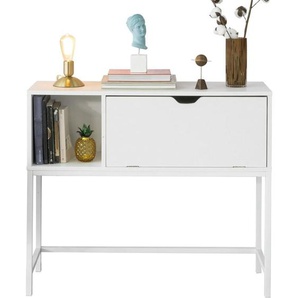 FSB21-W Konsolentisch Beistelltisch Flurtisch mit 1 Klappe und Fach Sideboard Weiß bht ca: 92x80x30cm - Sobuy