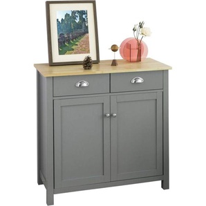 FSB25-HG Sideboard mit 2 Schubladen und 2 Türen Kommode Küchenschrank mit Arbeitsplatte Flurschrank Beistellschrank grau bht ca.: 79x80x35cm - Sobuy