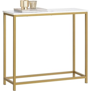 FSB29-G Konsolentisch mit goldenem Metallrahmen Flurtisch Dekotisch Sideboard Beistelltisch Wohnzimmer Eingangsbereich bht ca: 80x75x30cm - Sobuy