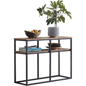 FSB42-Q Vintage Konsolentisch mit 2 Ablagen Metall Flurtisch Dekotisch Sideboard Beistelltisch Natur/Schwarz bht ca: 107x77x36cm - Sobuy