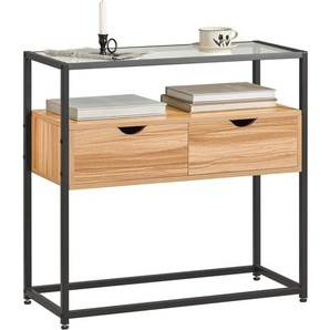 FSB54-N Konsolentisch schmal Flurtisch Sideboard Beistelltisch Sofatisch Dekotisch Natur bht ca: 81x78x35cm - Sobuy