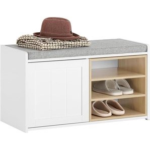 FSR109-WN Schuhbank Truhenbank Sitzbank mit Stauraum Schuhregal Garderobenbank Dielenbank Bettbank Schuhtruhe Sitzkommode BHT ca. 80x45x35cm
