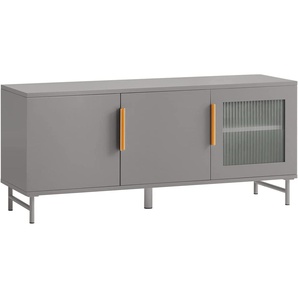 FSR130-HG Schuhbank Schuhtruhe Sitzkommode Sitzbank mit Stauraum Schuhregal TV Schrank Lowboard für Fernseher schmal Grau BHT ca.: 105x46x35cm
