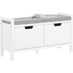FSR146-W Sitzkommode Sitzbank mit Sitzfläche Schuhtruhe mit Stauraum Schuhschrank Weiß BHT ca. 91x50x30cm