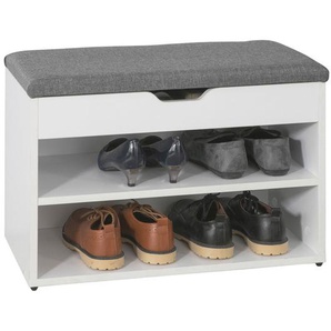 FSR25-HG Schuhbank mit Sitzfläche Sitzbank Schuhregal Schuhschrank Schuhtruhe Hellgrau