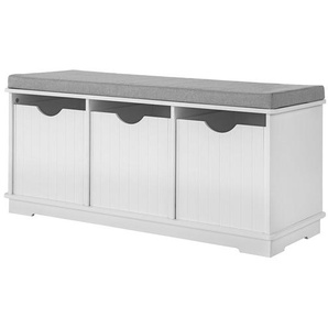 FSR30-W Spielzeugkiste Spieltruhe Garderobenbank Sitzkommode mit 3 Körben Sitzbank mit Sitzfläche BHT ca: 100x46x36cm