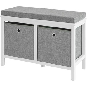 FSR81-HG Sitzkommode Sitzbank mit Stauraum Schuhbank mit Sitzfläche Garderobenbank Schuhtruhe mit 2 grauen Körben Weiß bht ca.: 70x50x30cm - Sobuy