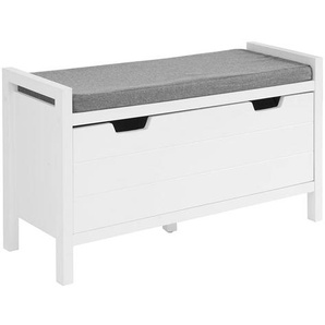 FSR97-W Sitzbank mit Sitzkissen Schuhbank mit Stauraum Schuhregal Schuhkipper Truhenbank Sitztruhe mit Klappe Sitzkommode BHT ca.: 91x50x30cm