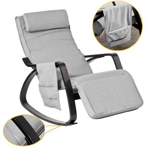 FST20-HG NEU Schaukelstuhl mit Tasche 5-Fach verstellbares Fussteil Schwingsessel Relaxsessel schwarzes Gestell Belastbarkeit 150kg grau