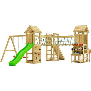 FUNGOO Spielturm Maxi Funny Optimizer, mit Rutsche, Schaukeln, Kletterwand + Seilbrücke, Made in Europe